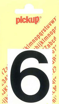 Pickup Helvetica plakcijfer 6 zwart 40mm