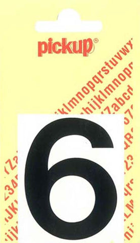 Pickup Helvetica plakcijfer 6 zwart 40mm