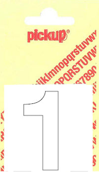 Pickup Helvetica plakcijfer 1 wit 40mm