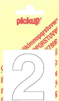 Pickup Helvetica plakcijfer 2 wit 40mm
