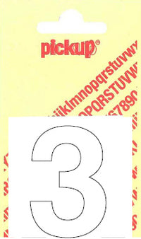 Pickup Helvetica plakcijfer 3 wit 40mm