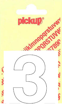Pickup Helvetica plakcijfer 3 wit 40mm
