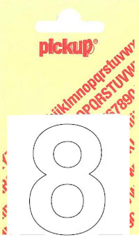 Pickup Helvetica plakcijfer 8 wit 40mm