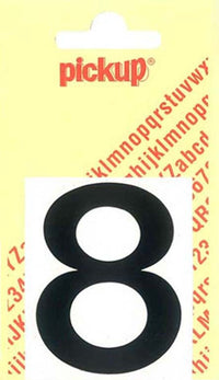 Pickup Helvetica plakcijfer 8 zwart 60mm