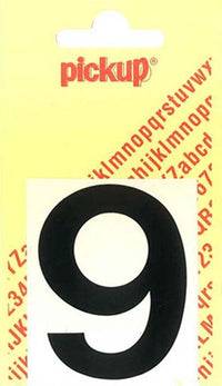 Pickup Helvetica plakcijfer 9 zwart 60mm