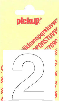 Pickup Helvetica plakcijfer 2 wit 60mm