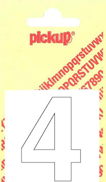 Pickup Helvetica plakcijfer 4 wit 60mm