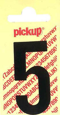 Pickup Nobel plakcijfer 5 mat zwart 150mm