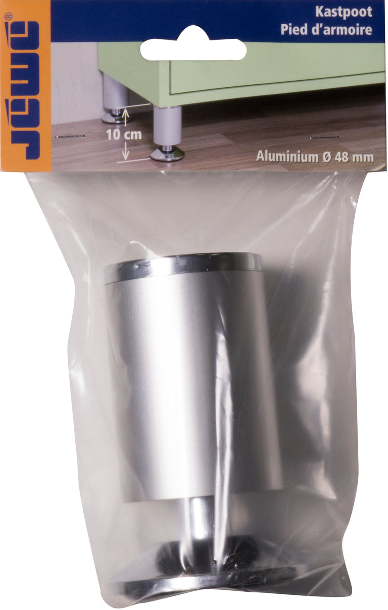 Meubelpoot rond aluminium zilver ⌀4,8x10cm