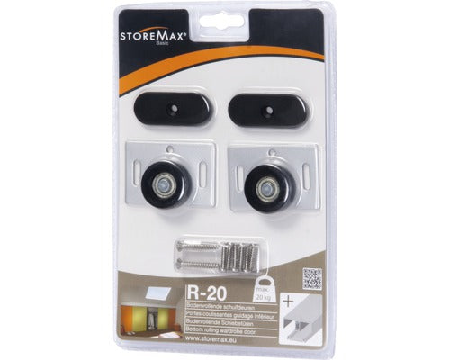 Storemax schuifdeur wielset Basic R20 grijs aluminium 20cm
