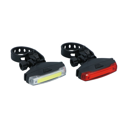 Dresco Monorail fietsverlichtingset LED oplaadbatterijen 2-delig