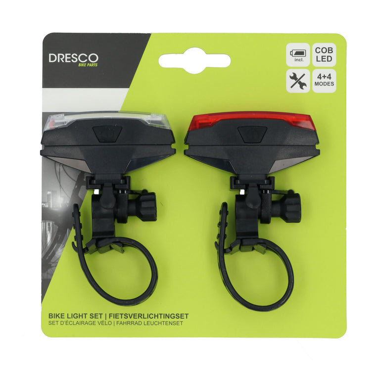 Dresco Monorail fietsverlichtingset LED oplaadbatterijen 2-delig
