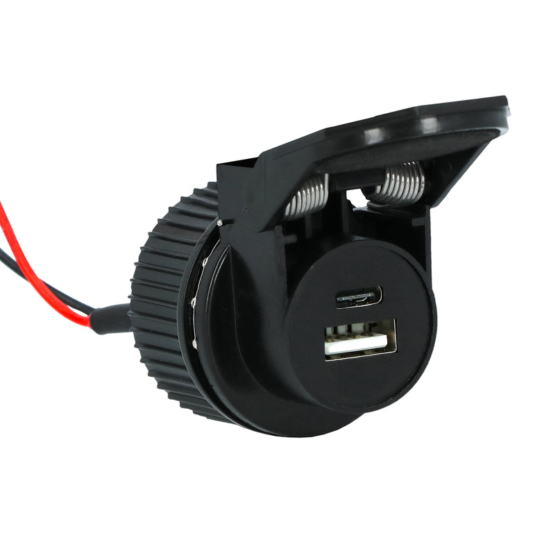 Carpoint inbouwcontactdoos USB-A/USB-C zwart 12/24V