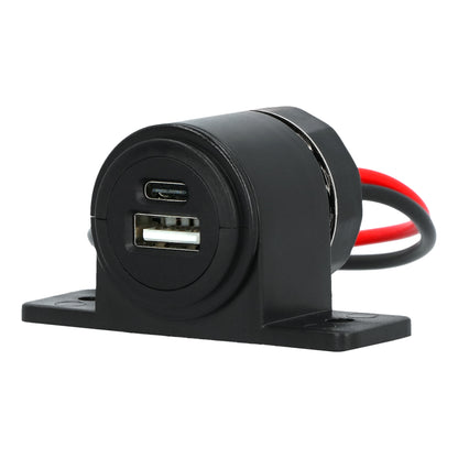 Carpoint opbouwcontactdoos USB-A/USB-C zwart 12/24V