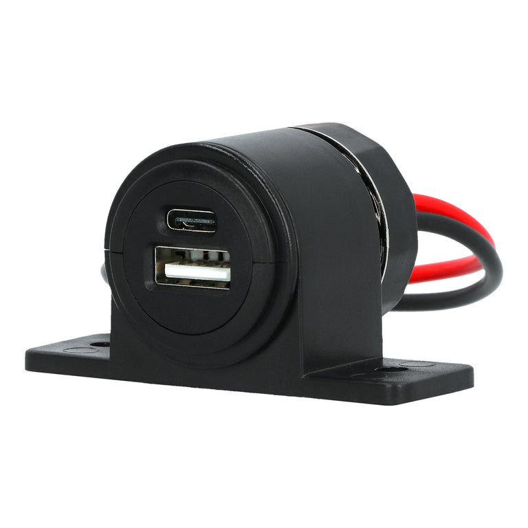 Carpoint opbouwcontactdoos USB-A/USB-C zwart 12/24V