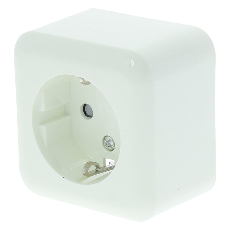 Q-Link EXO opbouw stopcontactdoos 1-voudig kinderbeveiliging randaarde wit