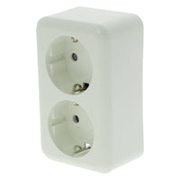 Q-Link Exo opbouw stopcontactdoos 2-voudig kinderbeveiliging randaarde wit