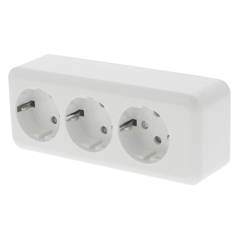 Q-LINK EXO opbouw stopcontactdoos 3-voudig randaarde polarwit