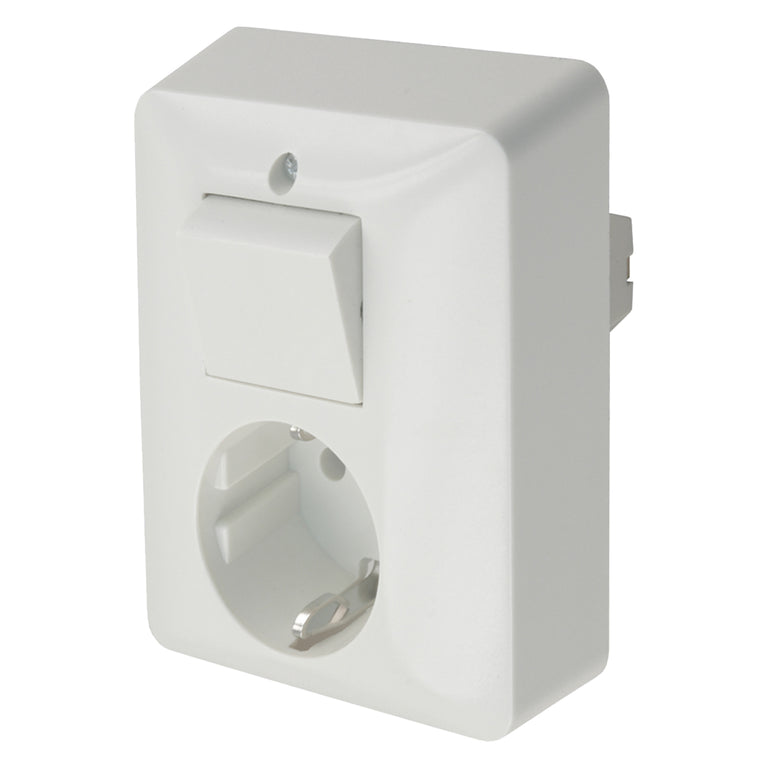 UNI inbouw stopcontact + schakelaar kindbeveiliging randaarde wit