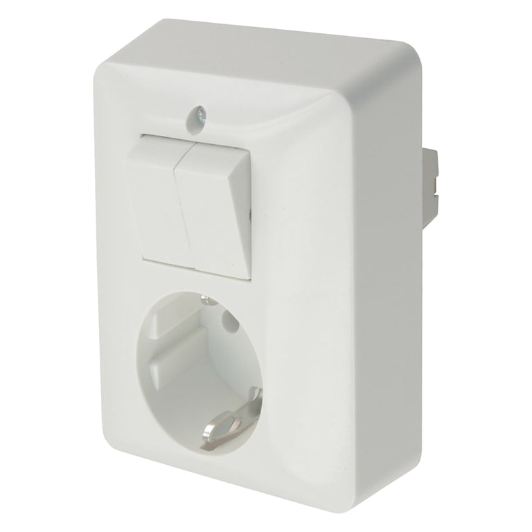 UNI inbouw stopcontact + schakelaar kindbeveiliging randaarde wit