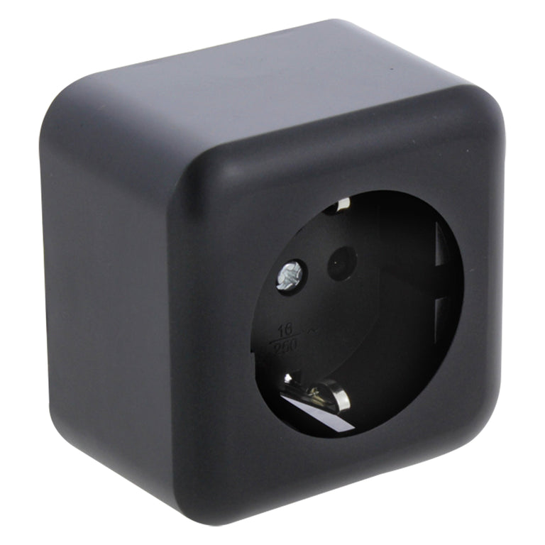 Q-Link opbouw stopcontact 1-voudig kindbeveiliging randaarde zwart