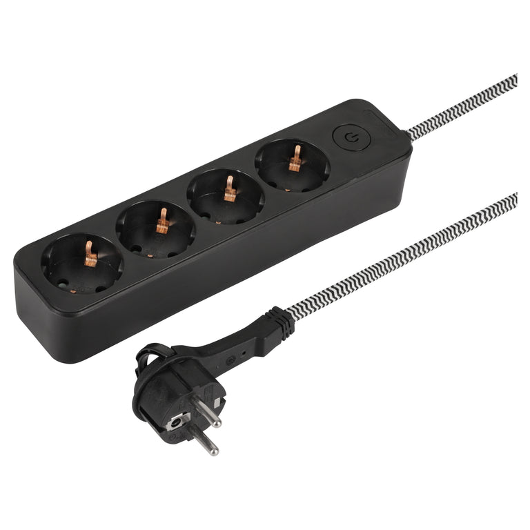 Q-Link stekkerdoos 4-voudig 4x geaard zwart 1,5m