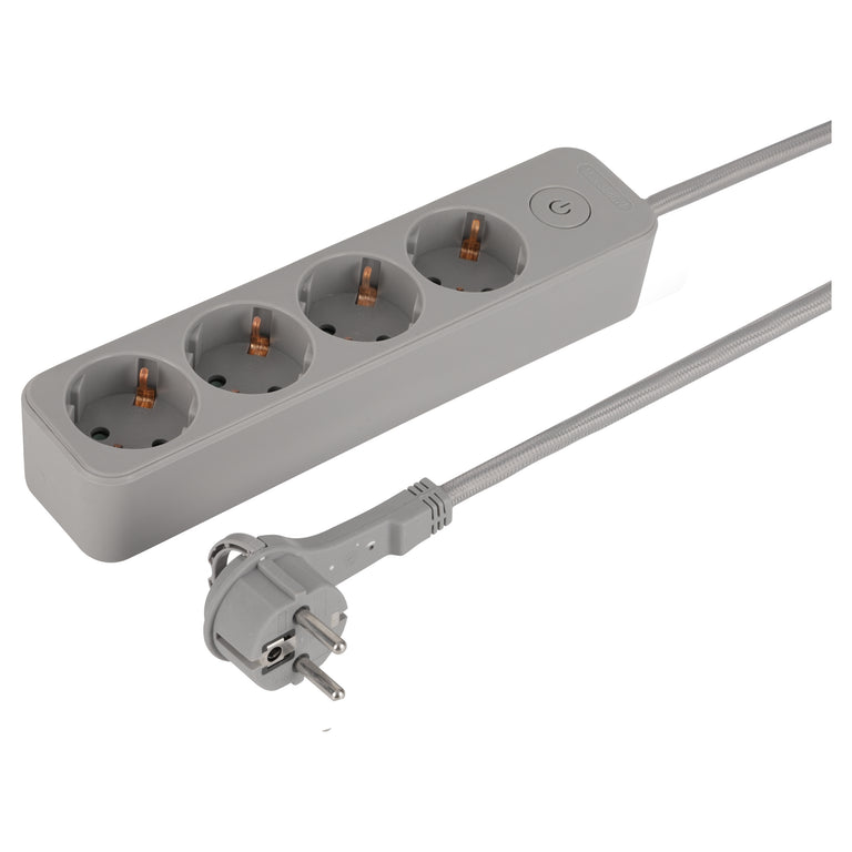 Q-Link stekkerdoos 4-voudig 4x geaard grijs 1,5m