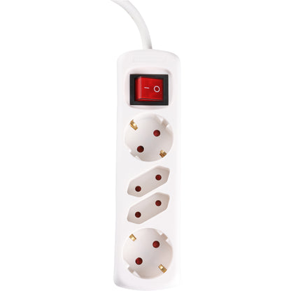 Q-Link stekkerdoos 4-voudig 2x geaard, 2x Euro wit 1,5m