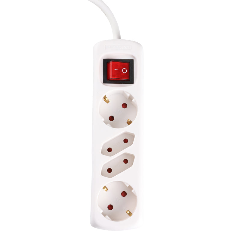 Q-Link stekkerdoos 4-voudig 2x geaard, 2x Euro wit 1,5m