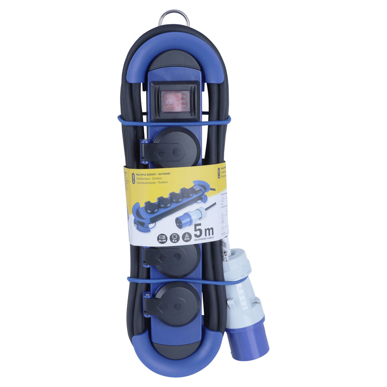 Q-Link stekkerdoos 4-voudig 4x geaard blauw 1,5m