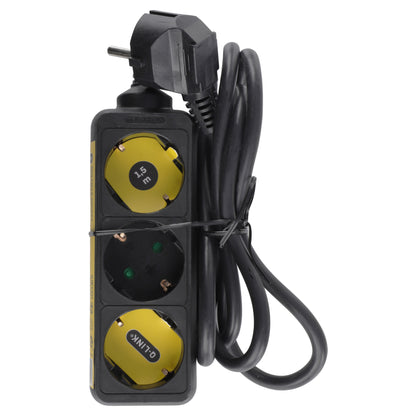 Q-Link stekkerdoos 3-voudig 3x geaard zwart 1,5m