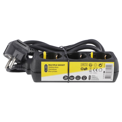Q-Link stekkerdoos 3-voudig 3x geaard zwart 1,5m