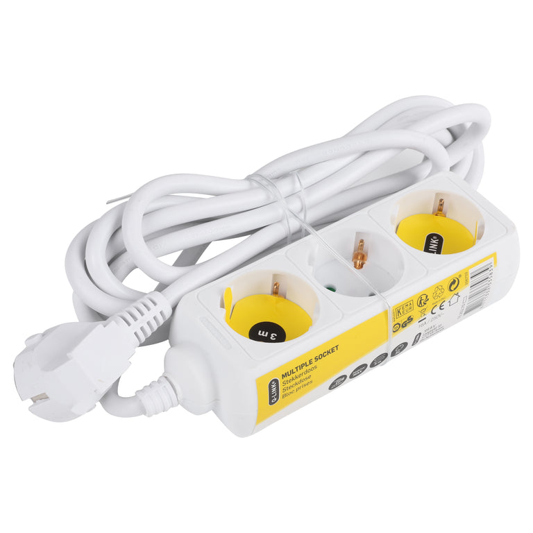Q-Link stekkerdoos 3-voudig wit 3m