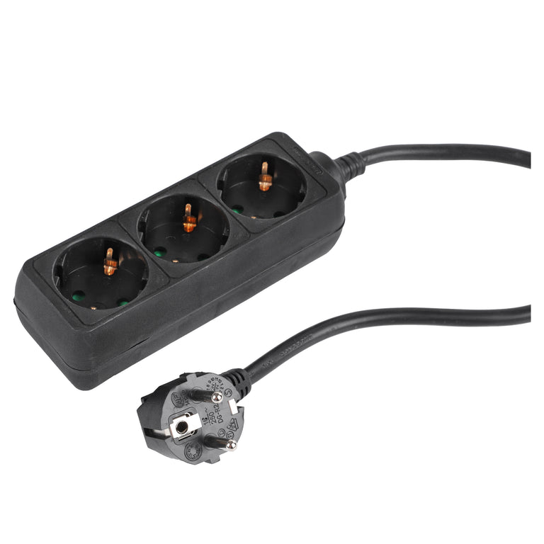 Q-Link stekkerdoos 3-voudig 3x geaard zwart 3m