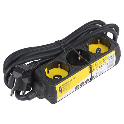 Q-Link stekkerdoos 3-voudig 3x geaard zwart 3m