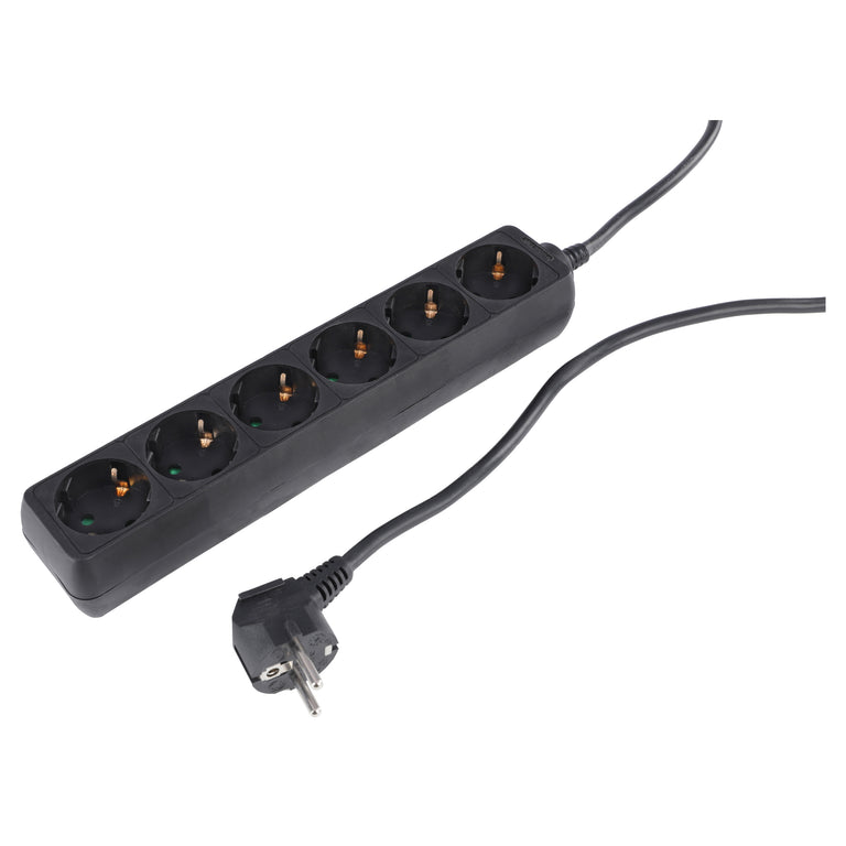 Q-Link stekkerdoos 6-voudig 6x geaard zwart 1,5m