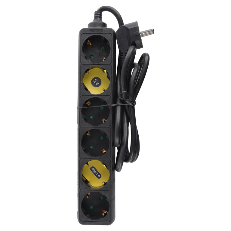 Q-Link stekkerdoos 6-voudig 6x geaard zwart 1,5m
