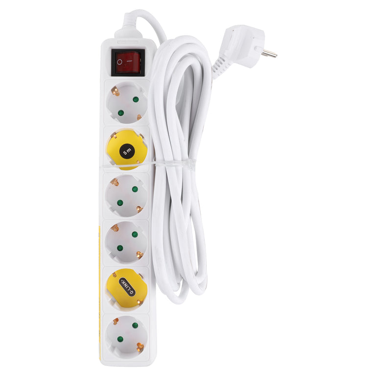 Q-Link stekkerdoos 6-voudig 6x geaard wit 5m