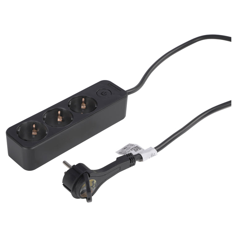 Q-Link stekkerdoos 3-voudig zwart 1,5m