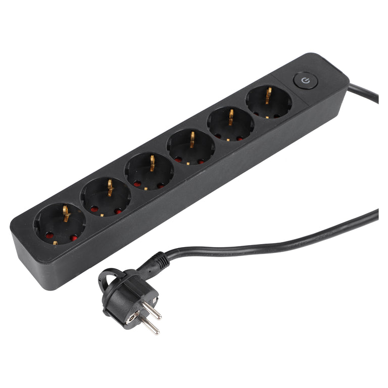 Q-Link stekkerdoos 6-voudig zwart 1,5m