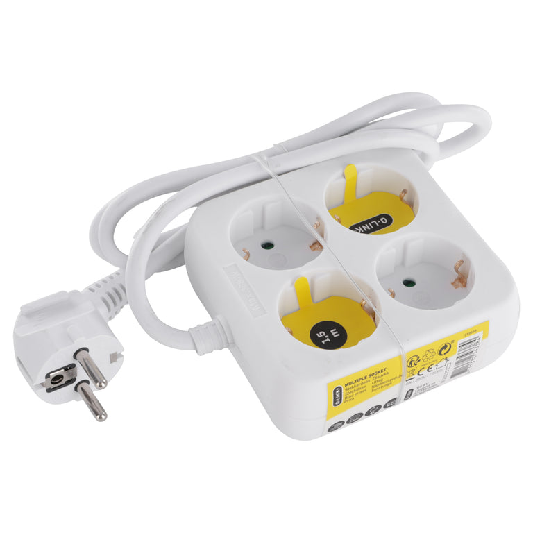Q-Link stekkerdoos 4-voudig 4x geaard wit 1,5m