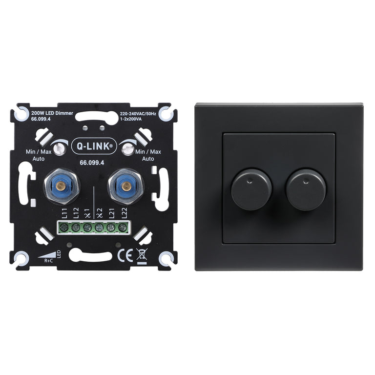 Q-Link inbouw leddimmer zwart 200W