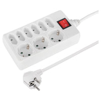 Q-Link stekkerdoos 9-voudig 3x geaard, 6x Euro wit 1,5m