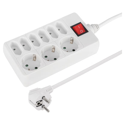 Q-Link stekkerdoos 9-voudig 3x geaard, 6x Euro wit 1,5m