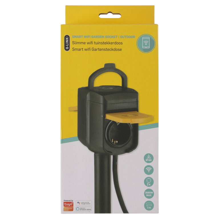 Q-Link stekkerdoos 2-voudig zwart 2m