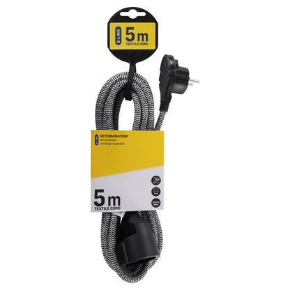 Q-Link verlengsnoer plat 3x1,5mm randaarde zwart 5m
