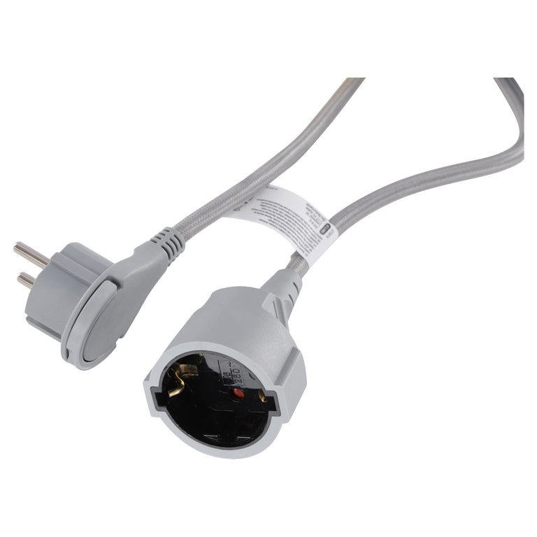 Q-Link verlengsnoer 3x1,5mm randaarde zilver 5m