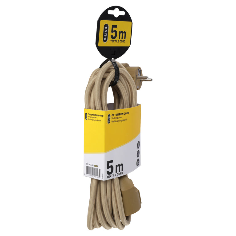 Q-Link verlengsnoer 3x1,5mm randaarde goud 5m