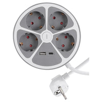 Q-Link stekkerdoos 4-voudig 4x geaard, 1x USB A, 1x USB C wit 1,5m