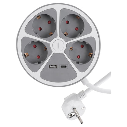 Q-Link stekkerdoos 4-voudig 4x geaard, 1x USB A, 1x USB C wit 1,5m
